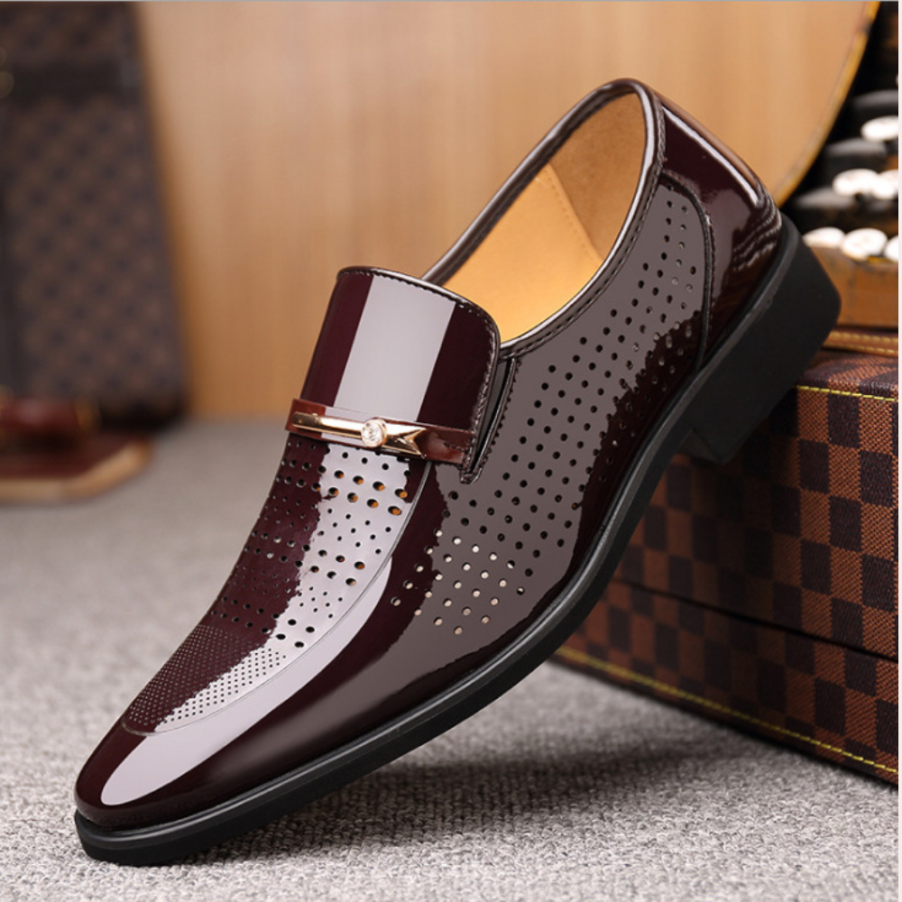Men's Slip-On Loafers, Glossy Finish Lightweight Formal Smart Casual Dress Shoes 8