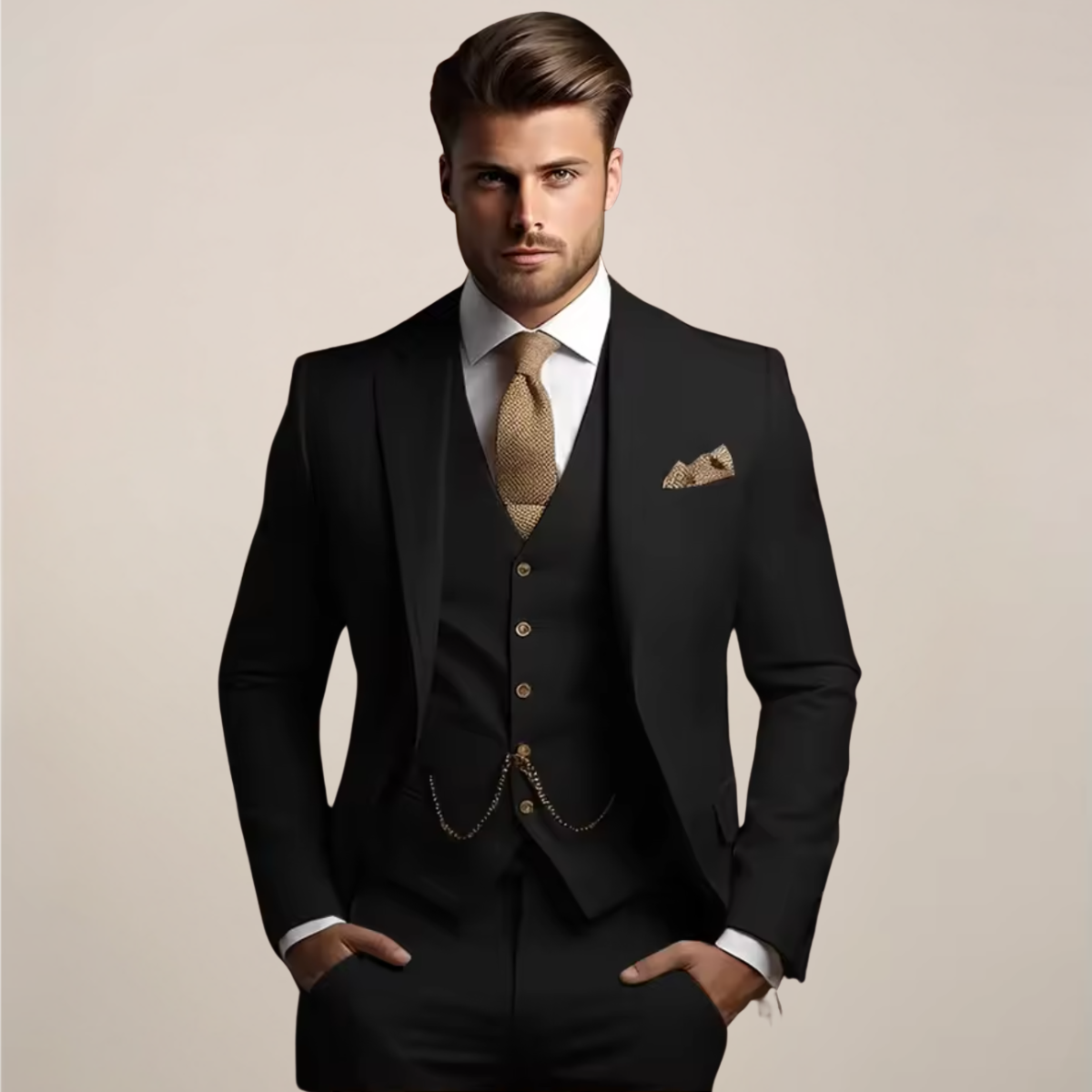 Men's 3 Piece Formal Suit, Slim Fit Tailored Blazer, Waistcoat & Trousers Set for Weddings 2