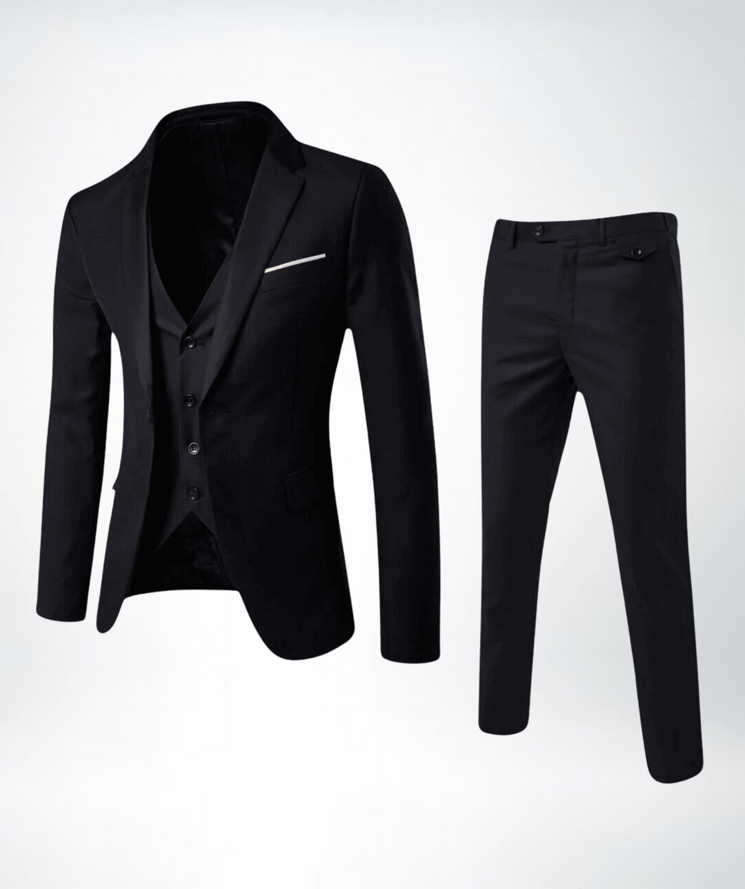 Men's 3 Piece Formal Suit, Slim Fit Tailored Blazer Waistcoat & Trousers Set for Weddings 2