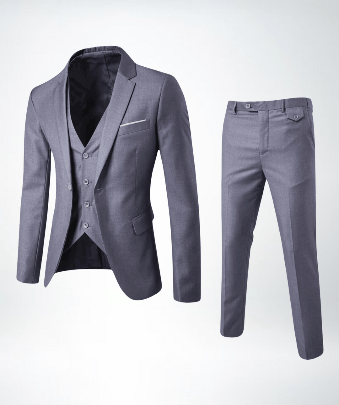 Men's 3 Piece Formal Suit, Slim Fit Tailored Blazer Waistcoat & Trousers Set for Weddings 3