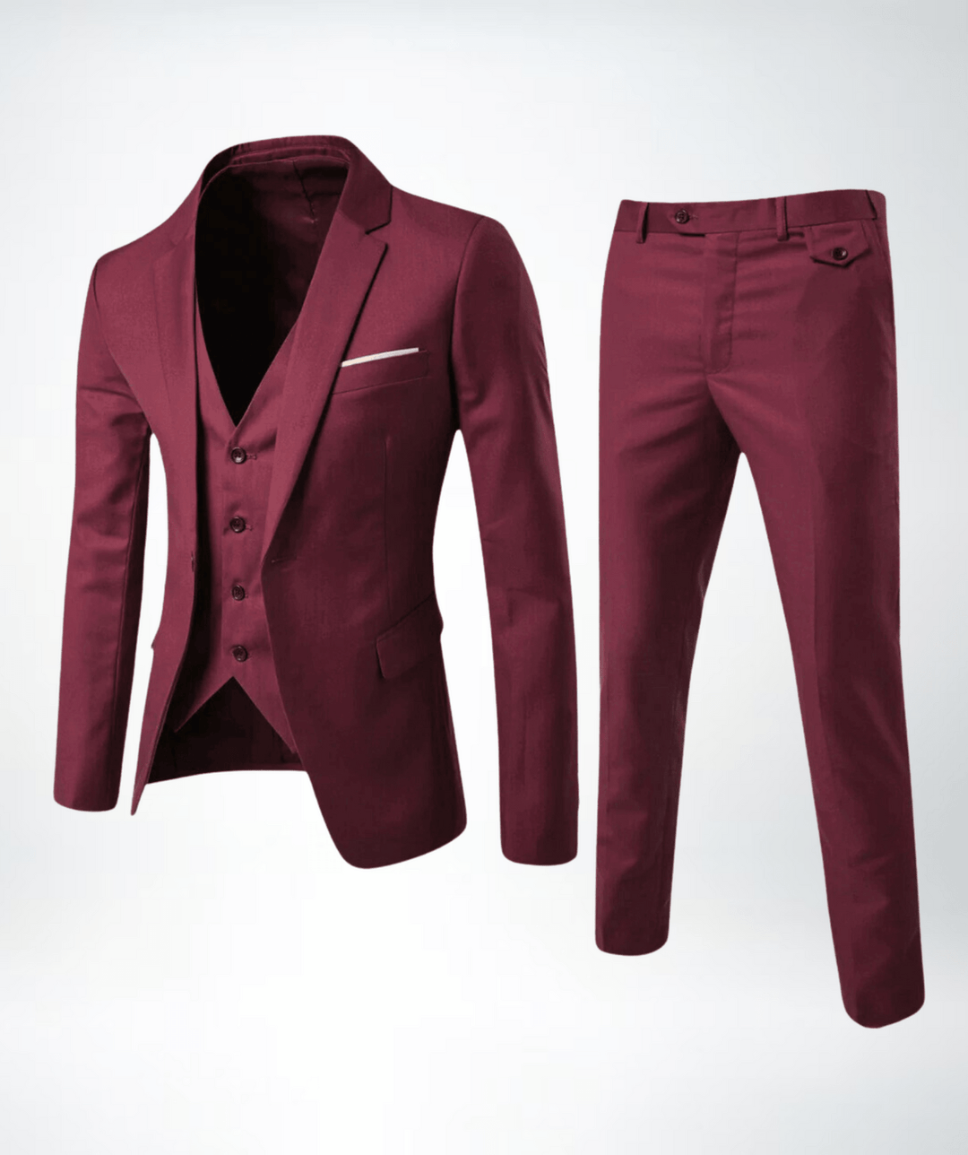 Men's 3 Piece Formal Suit, Slim Fit Tailored Blazer Waistcoat & Trousers Set for Weddings 4