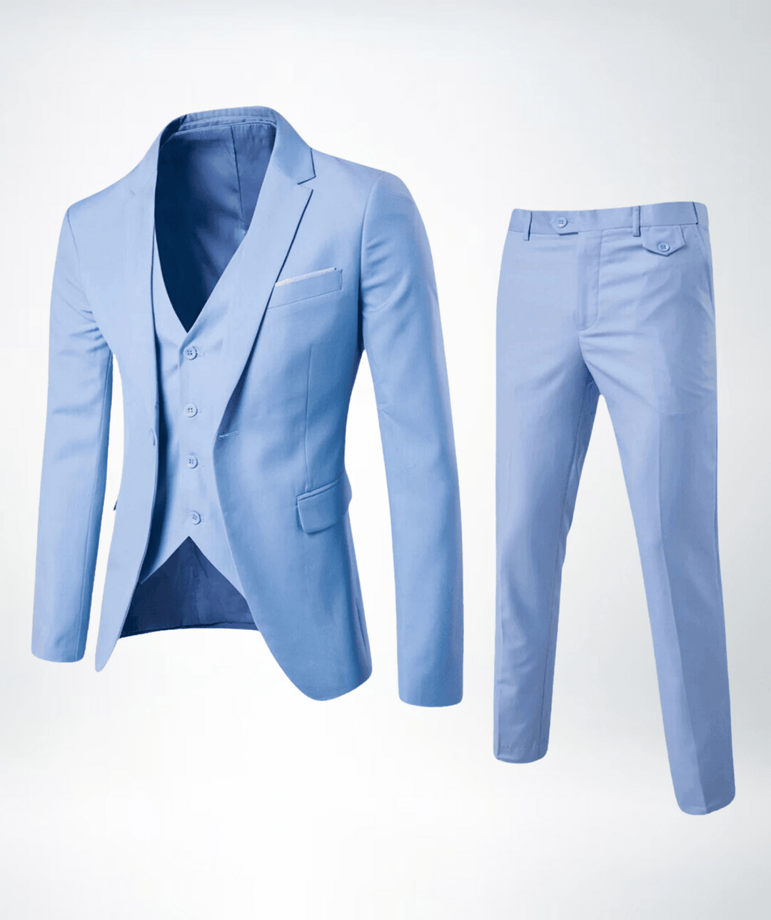 Men's 3 Piece Formal Suit, Slim Fit Tailored Blazer Waistcoat & Trousers Set for Weddings 5