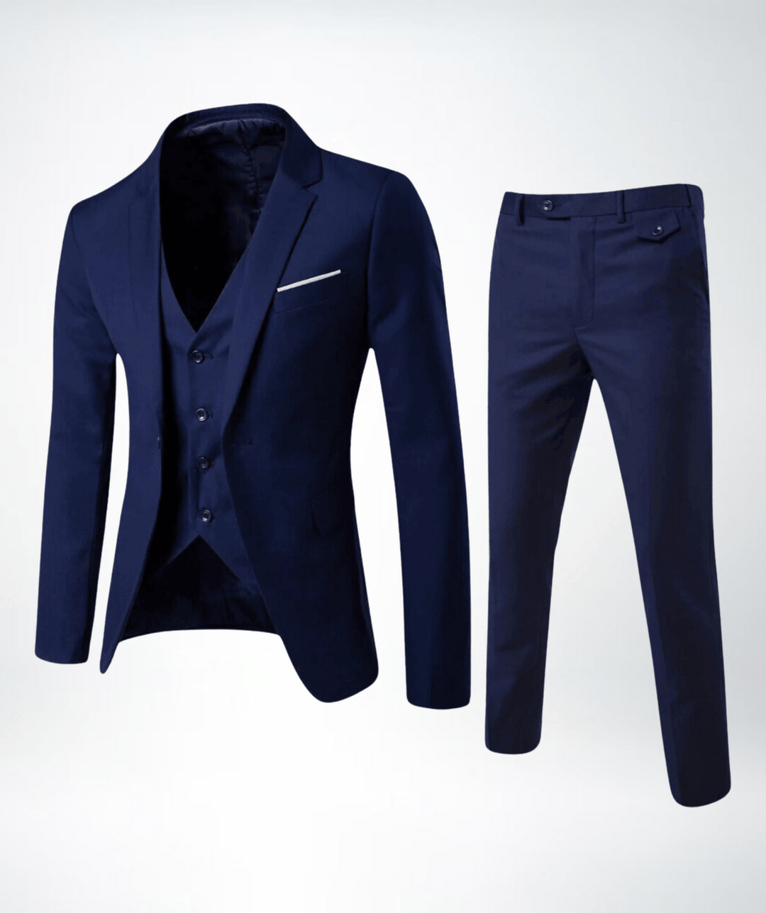 Men's 3 Piece Formal Suit, Slim Fit Tailored Blazer Waistcoat & Trousers Set for Weddings 1