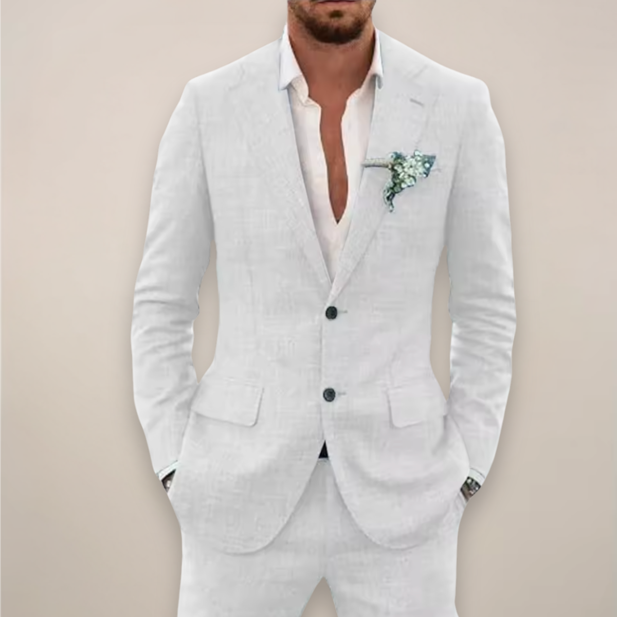Men's 2 Piece Spring Suit Set, Slim Fit Notch Lapel Blazer & Trousers for Weddings & Events 6