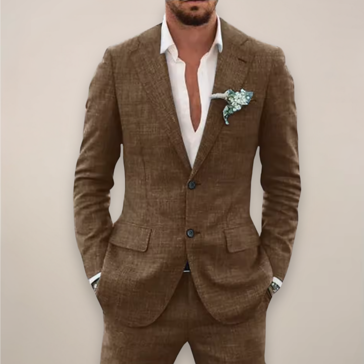 Men's 2 Piece Spring Suit Set, Slim Fit Notch Lapel Blazer & Trousers for Weddings & Events 8