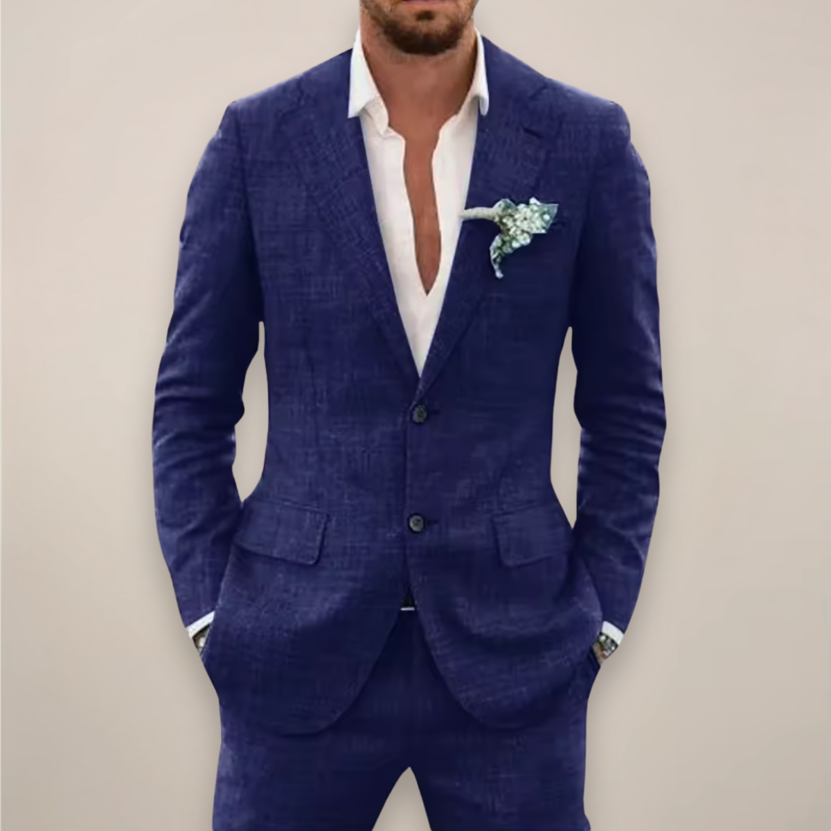 Men's 2 Piece Spring Suit Set, Slim Fit Notch Lapel Blazer & Trousers for Weddings & Events 7