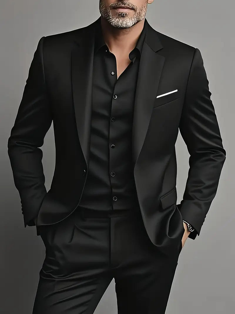 Men's Slim Fit Spring Suit, 2 Piece Tailored Blazer & Trousers Set for Weddings & Formal Events 4