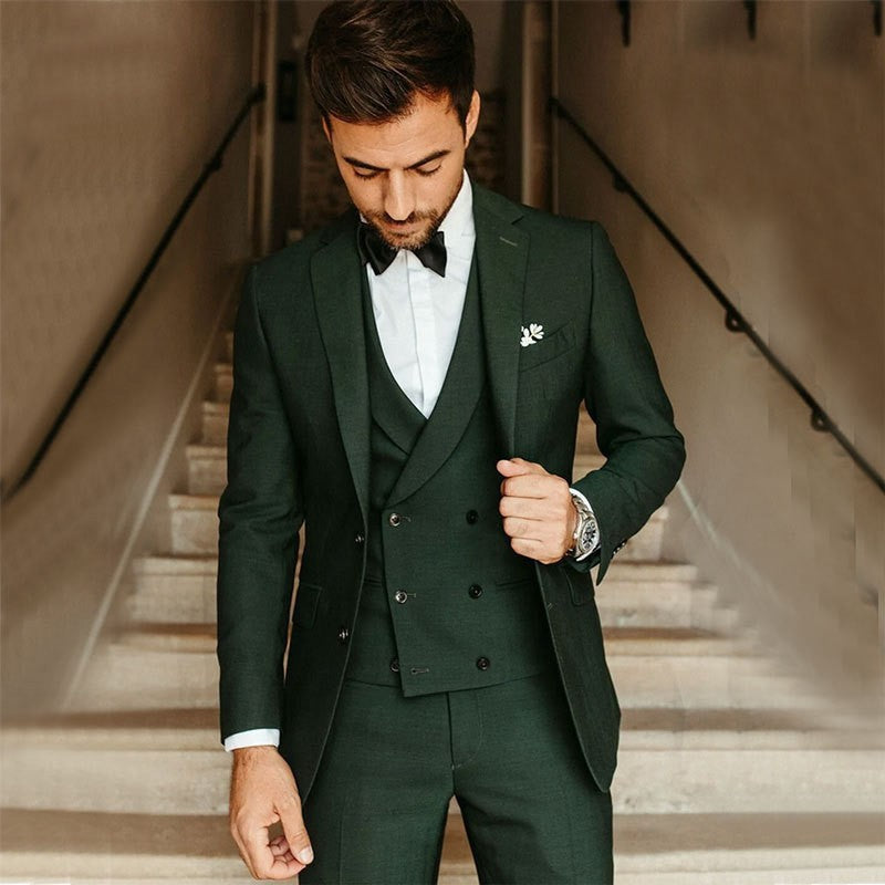 Men's 3 Piece Suit, Slim Fit Tailored Jacket Waistcoat & Trousers for Business Weddings 3