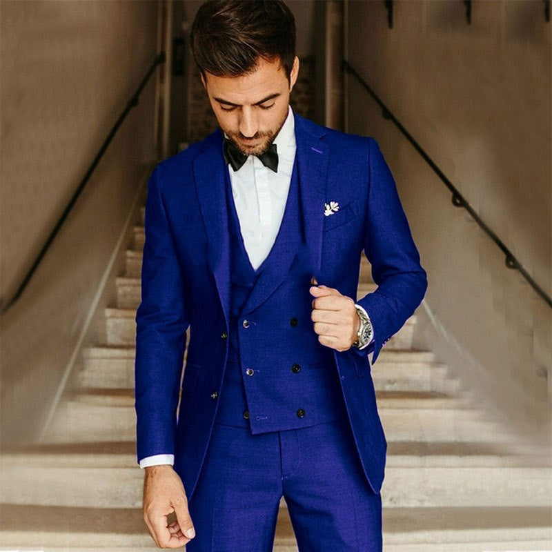 Men's 3 Piece Suit, Slim Fit Tailored Jacket Waistcoat & Trousers for Business Weddings 2