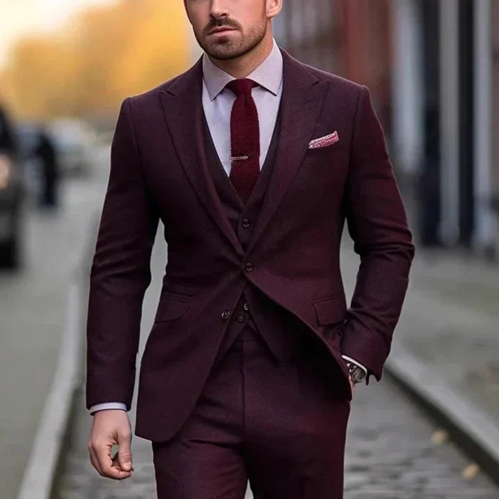 Men's 3 Piece Suit, Straight Cut Blazer Waistcoat & Trousers Set for Weddings & Formal Events 5