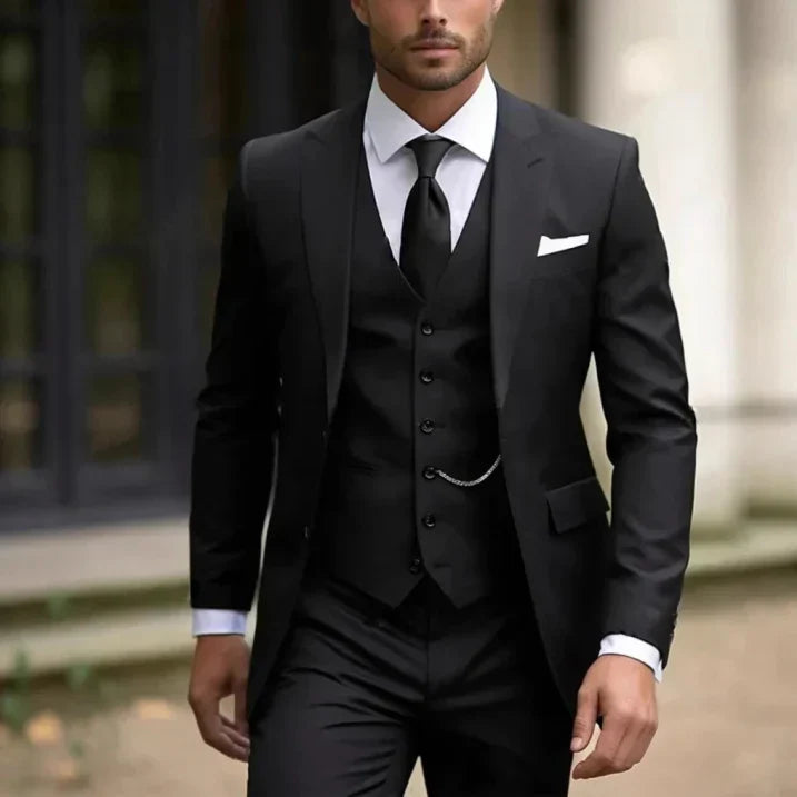 Men's 3 Piece Suit, Straight Cut Blazer Waistcoat & Trousers Set for Weddings & Formal Events 6
