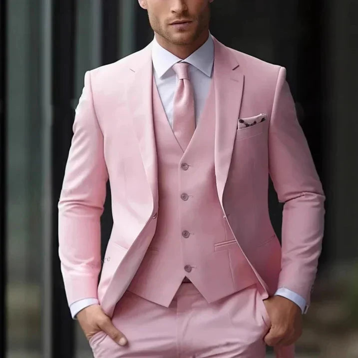 Men's 3 Piece Suit, Straight Cut Blazer Waistcoat & Trousers Set for Weddings & Formal Events 3