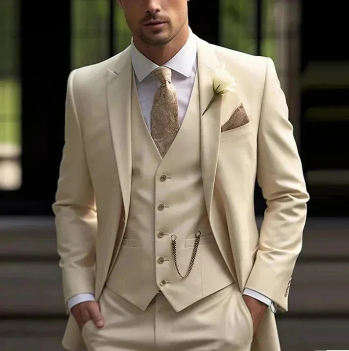 Men's 3 Piece Suit, Straight Cut Blazer Waistcoat & Trousers Set for Weddings & Formal Events 7