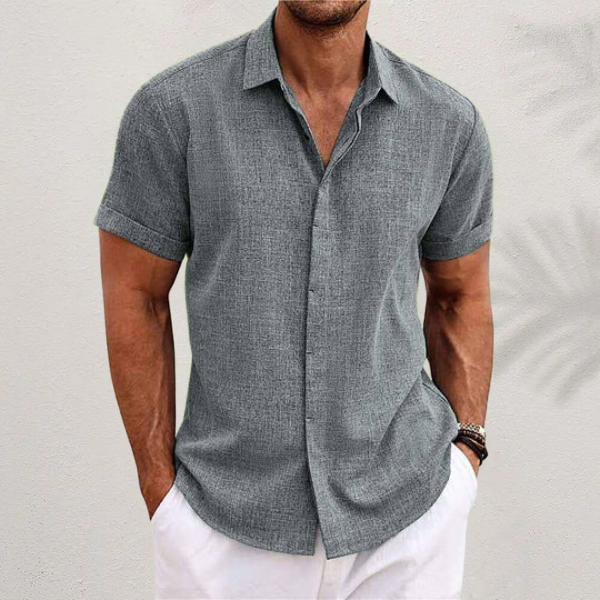 Men's Short Sleeve Cuban Collar Shirt, Open Collar Lightweight Casual Summer Holiday Shirt 6