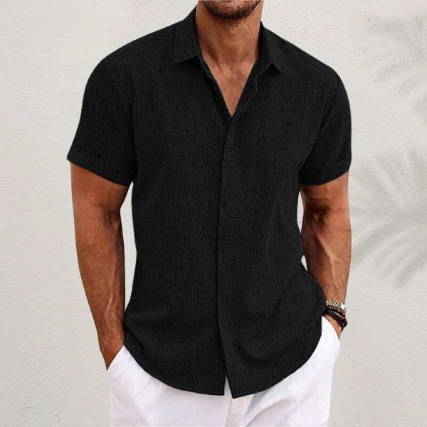 Men's Short Sleeve Cuban Collar Shirt, Open Collar Lightweight Casual Summer Holiday Shirt 8