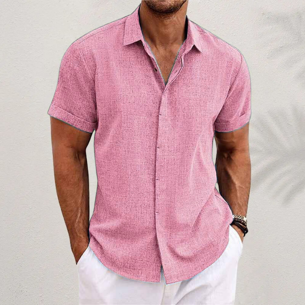 Men's Short Sleeve Cuban Collar Shirt, Open Collar Lightweight Casual Summer Holiday Shirt 9