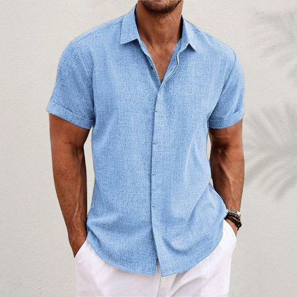 Men's Short Sleeve Cuban Collar Shirt, Open Collar Lightweight Casual Summer Holiday Shirt 5