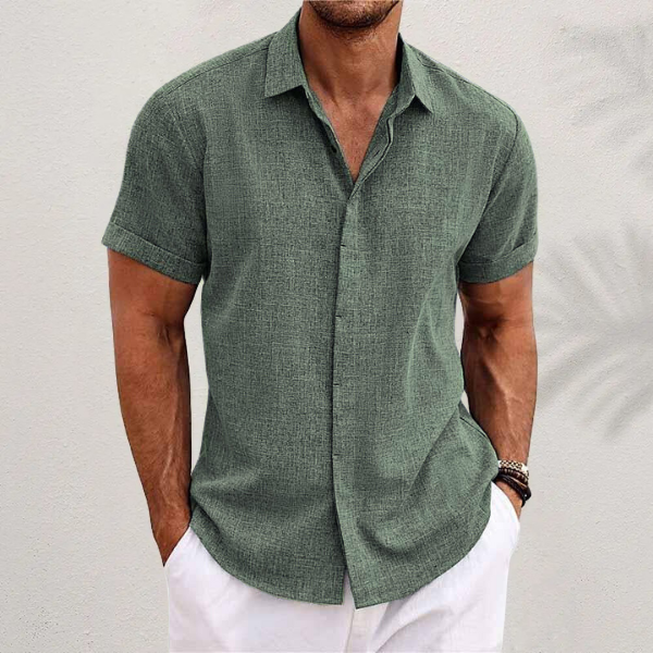Men's Short Sleeve Cuban Collar Shirt, Open Collar Lightweight Casual Summer Holiday Shirt 4