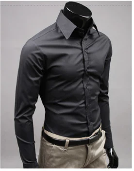 Men's Slim Fit Long Sleeve Dress Shirt, Formal Easy-Iron Button-Up Office Shirt 2