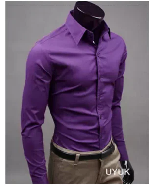 Men's Slim Fit Long Sleeve Dress Shirt, Formal Easy-Iron Button-Up Office Shirt 5