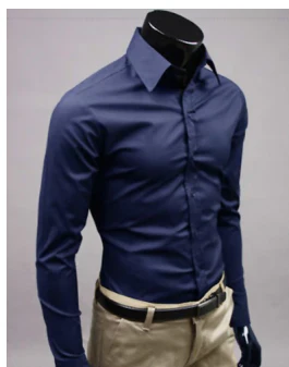 Men's Slim Fit Long Sleeve Dress Shirt, Formal Easy-Iron Button-Up Office Shirt 8
