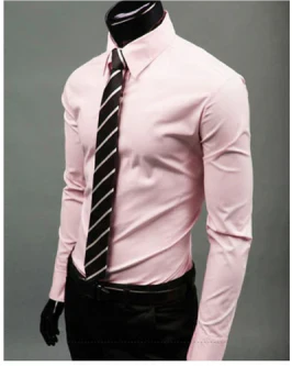 Men's Slim Fit Long Sleeve Dress Shirt, Formal Easy-Iron Button-Up Office Shirt 9