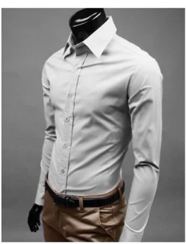 Men's Slim Fit Long Sleeve Dress Shirt, Formal Easy-Iron Button-Up Office Shirt 10
