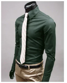 Men's Slim Fit Long Sleeve Dress Shirt, Formal Easy-Iron Button-Up Office Shirt 11
