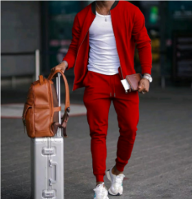 Men's 2 Piece Tracksuit, Zip Bomber Jacket & Tapered Joggers Set for Travel & Athletic Wear 4