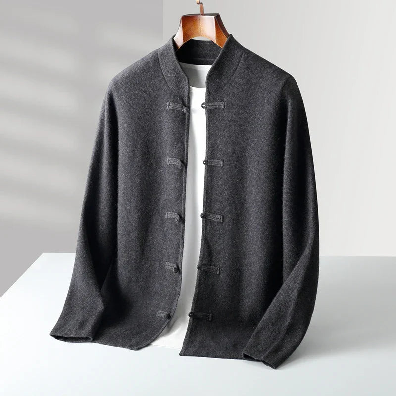 Soft-Knit Stand-Collar Cardigan