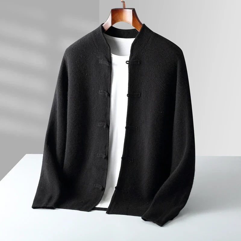 Soft-Knit Stand-Collar Cardigan