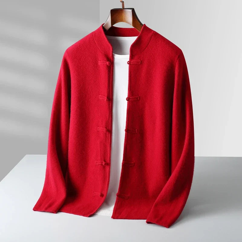 Soft-Knit Stand-Collar Cardigan