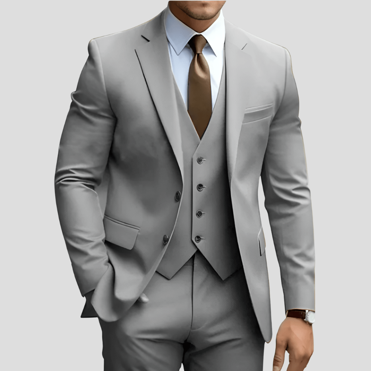 Men's 3 Piece Suit, Slim Fit Tailored Blazer Waistcoat & Trousers Set for Business & Weddings 11