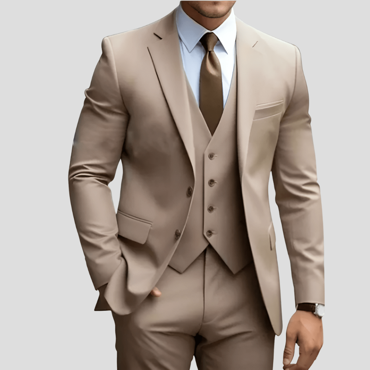 Men's 3 Piece Suit, Slim Fit Tailored Blazer Waistcoat & Trousers Set for Business & Weddings 12