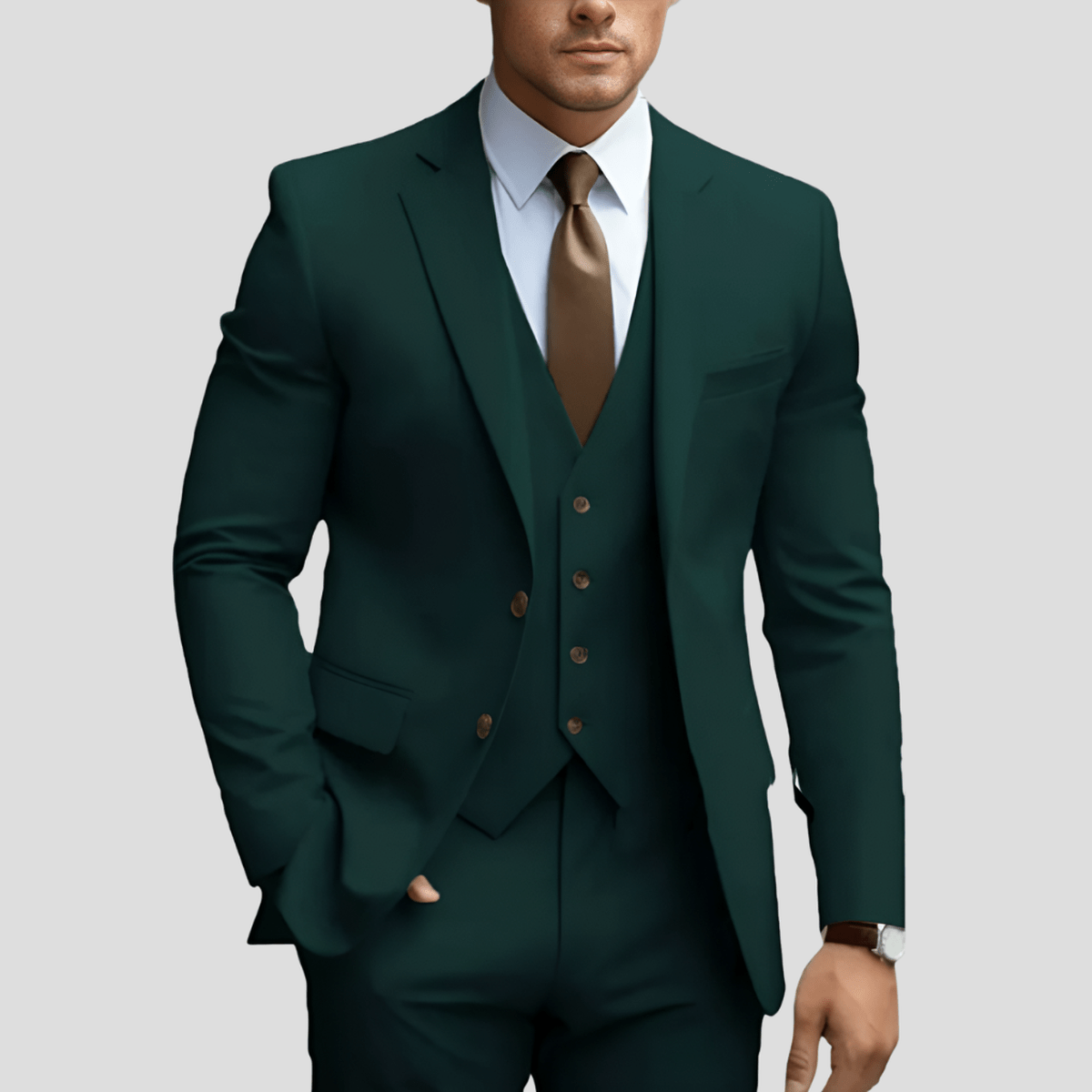 Men's 3 Piece Suit, Slim Fit Tailored Blazer Waistcoat & Trousers Set for Business & Weddings 1