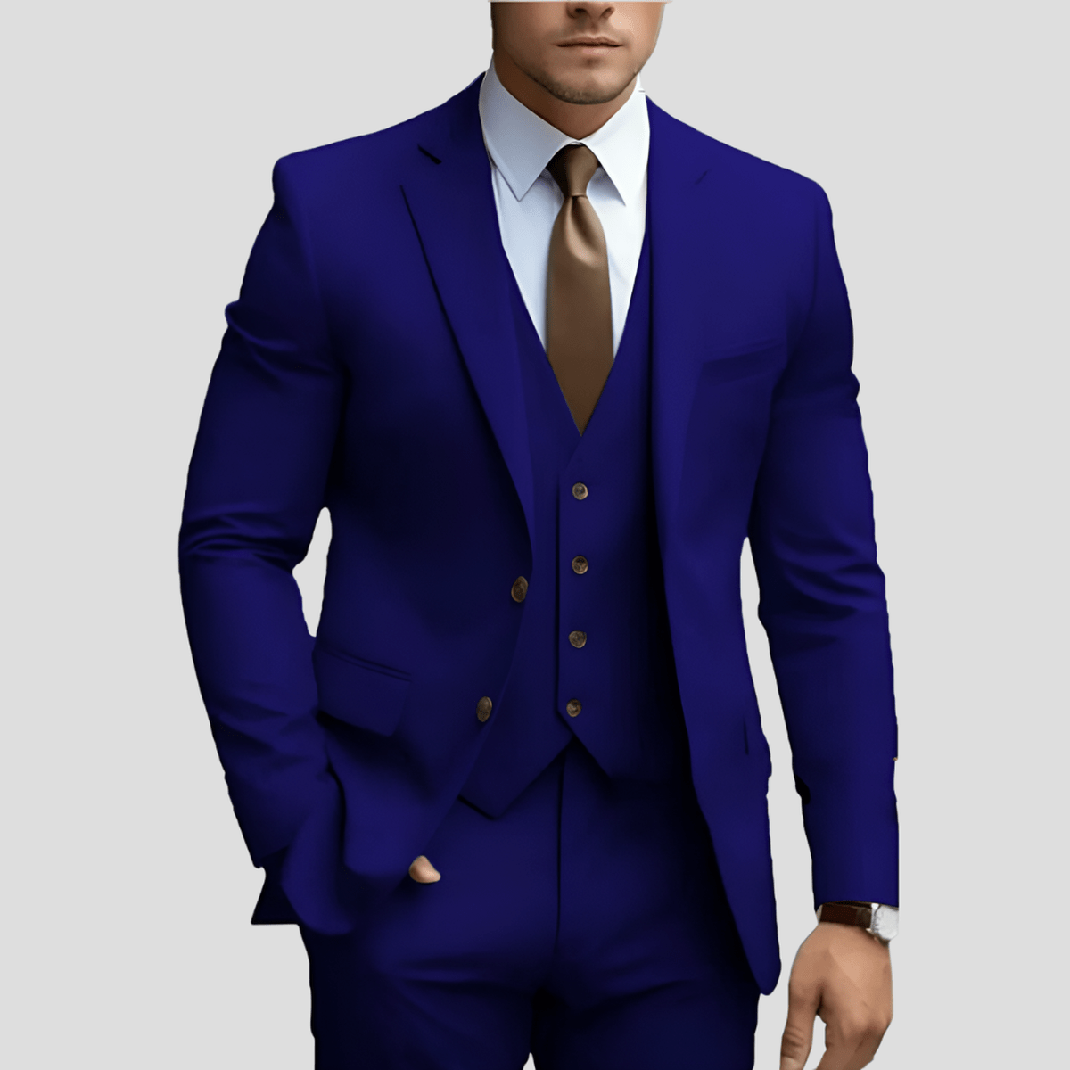 Men's 3 Piece Suit, Slim Fit Tailored Blazer Waistcoat & Trousers Set for Business & Weddings 3
