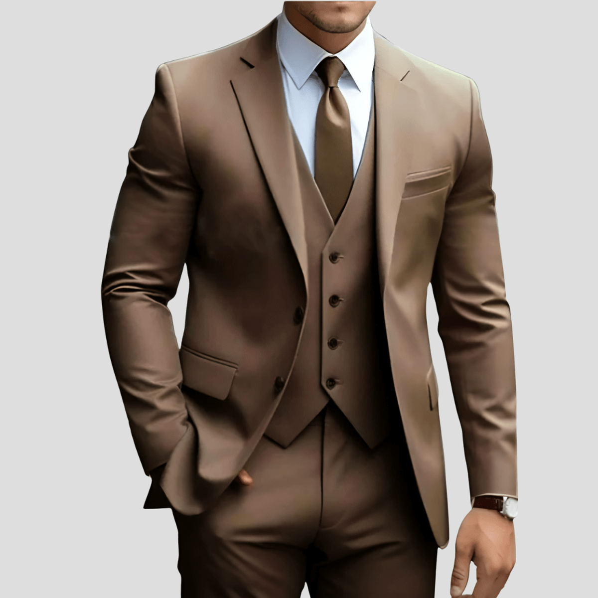 Men's 3 Piece Suit, Slim Fit Tailored Blazer Waistcoat & Trousers Set for Business & Weddings 7