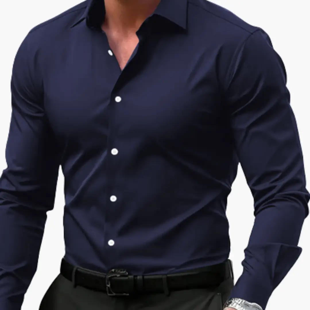 Men's Slim Fit Long Sleeve Shirt, Smart Casual Button-Up Easy Iron Dress Shirt