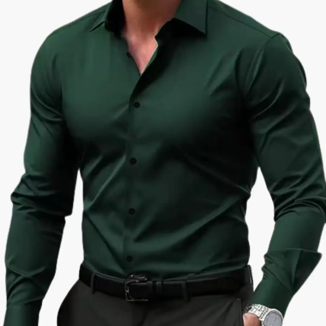 Men's Slim Fit Long Sleeve Shirt, Smart Casual Button-Up Easy Iron Dress Shirt