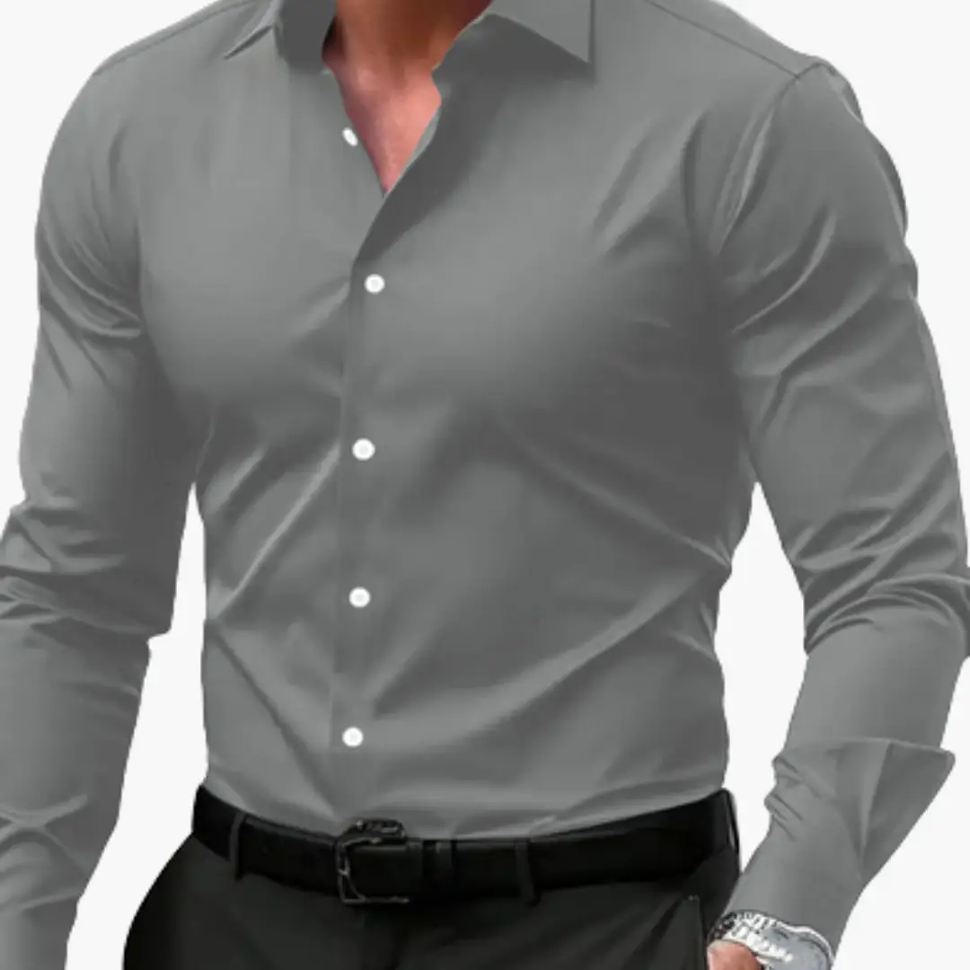Men's Slim Fit Long Sleeve Shirt, Smart Casual Button-Up Easy Iron Dress Shirt