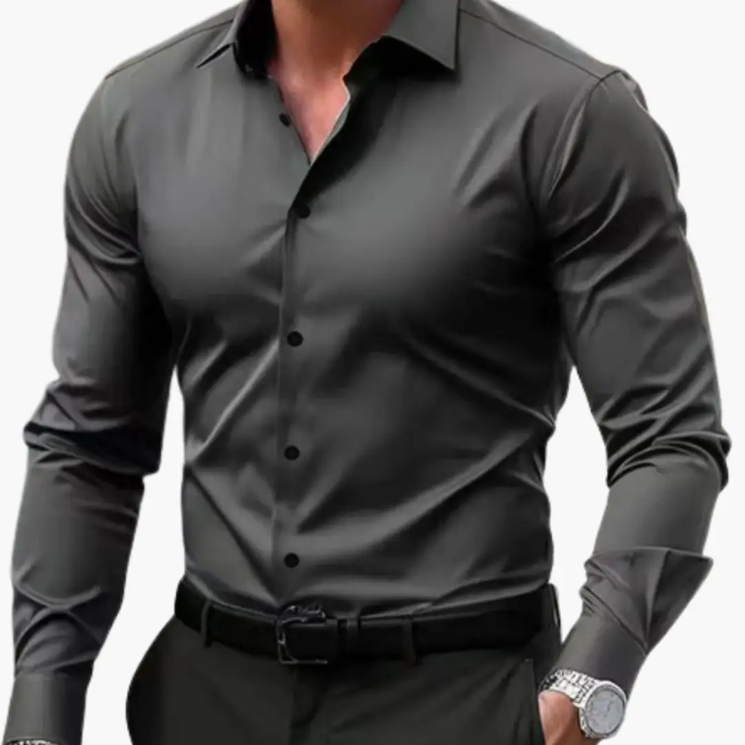 Men's Slim Fit Long Sleeve Shirt, Smart Casual Button-Up Easy Iron Dress Shirt