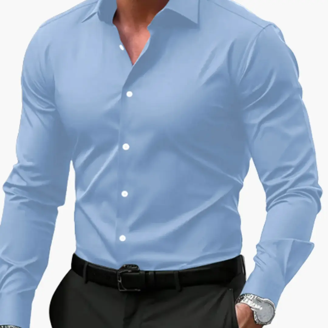 Men's Slim Fit Long Sleeve Shirt, Smart Casual Button-Up Easy Iron Dress Shirt