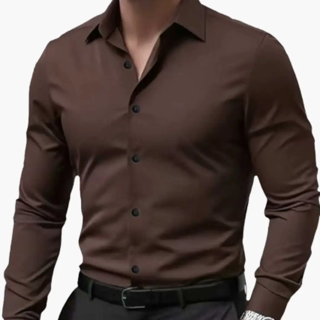 Men's Slim Fit Long Sleeve Shirt, Smart Casual Button-Up Easy Iron Dress Shirt