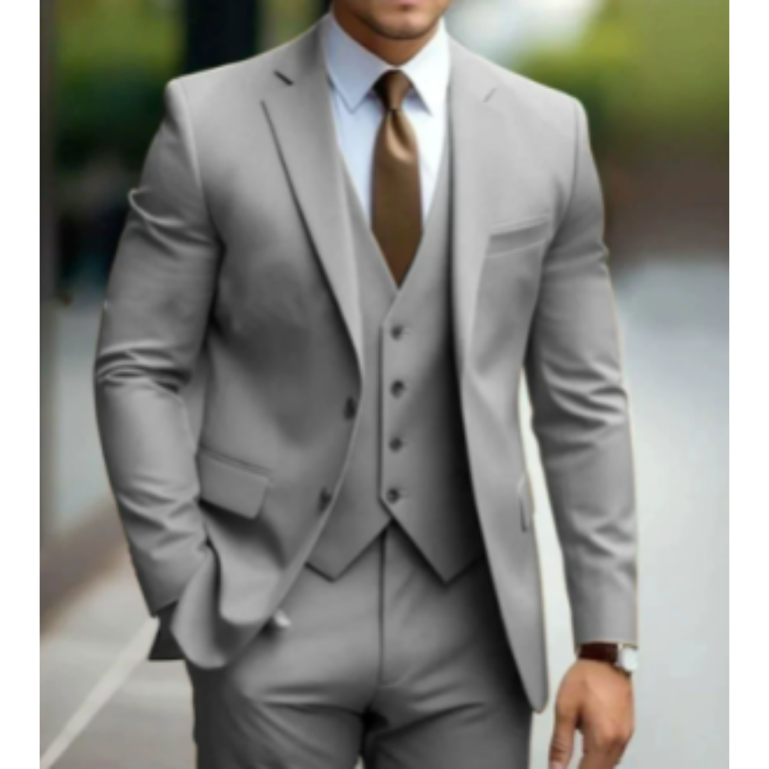 Men's 3 Piece Slim Fit Suit, Tailored Blazer Waistcoat & Trousers Set for Business & Weddings 9
