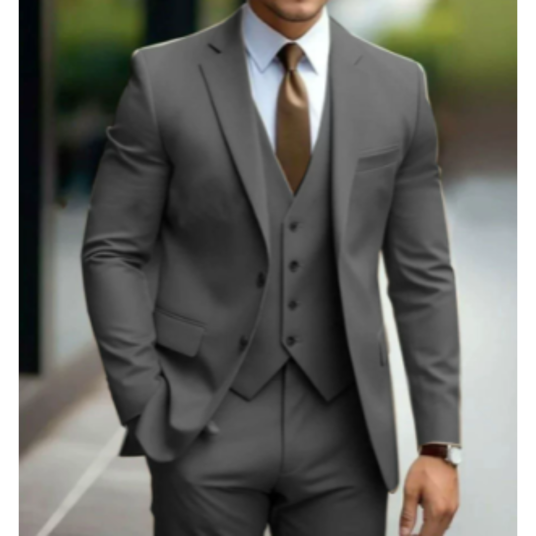 Men's 3 Piece Slim Fit Suit, Tailored Blazer Waistcoat & Trousers Set for Business & Weddings 8