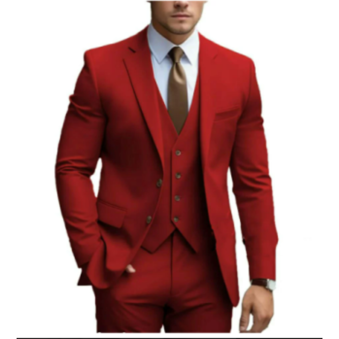 Men's 3 Piece Slim Fit Suit, Tailored Blazer Waistcoat & Trousers Set for Business & Weddings 4