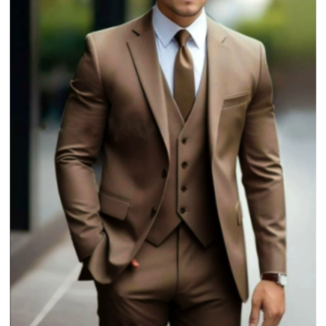 Men's 3 Piece Slim Fit Suit, Tailored Blazer Waistcoat & Trousers Set for Business & Weddings 6