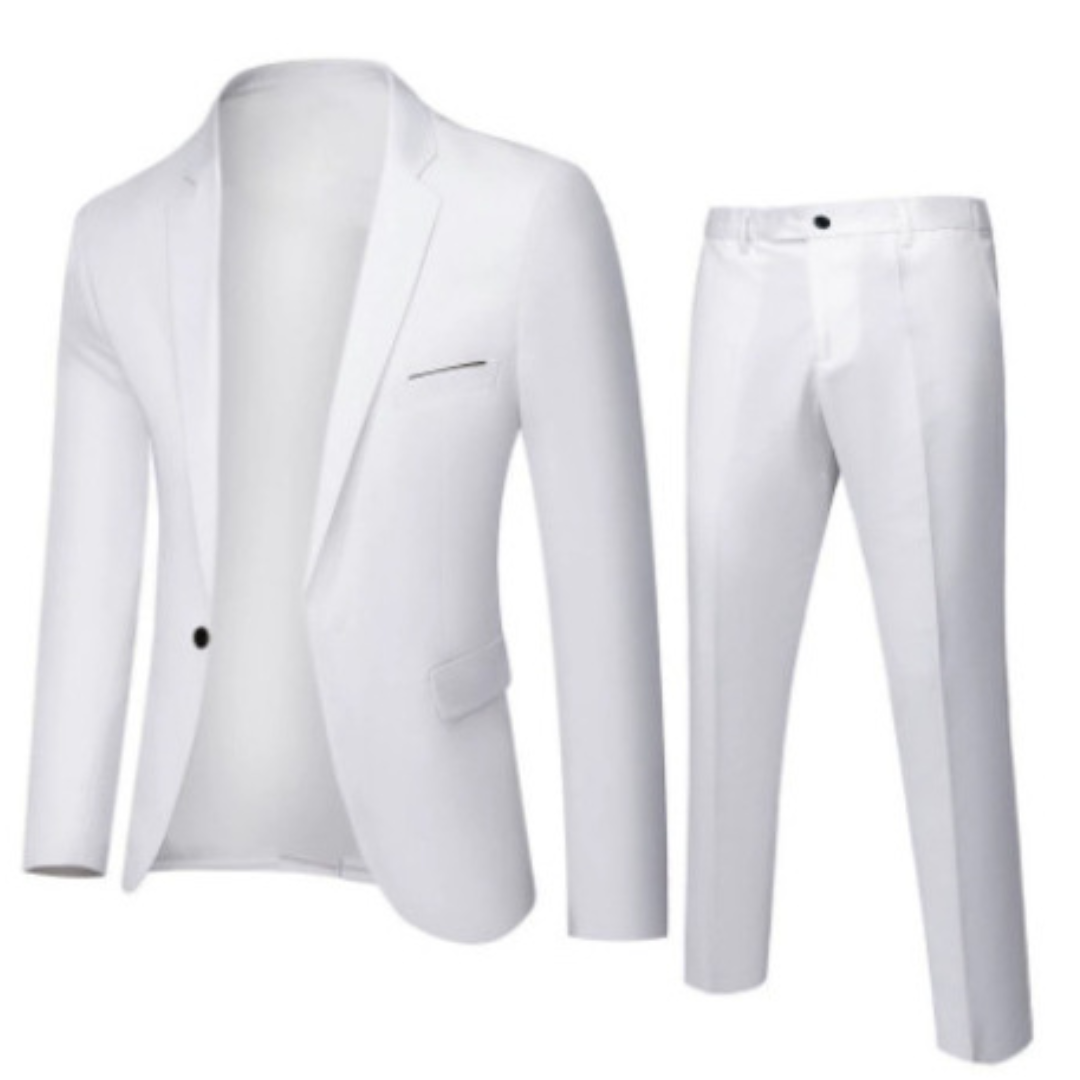 Men's 2 Piece Single-Breasted Suit, Straight Fit Tailored Blazer & Trousers Set for Events 6