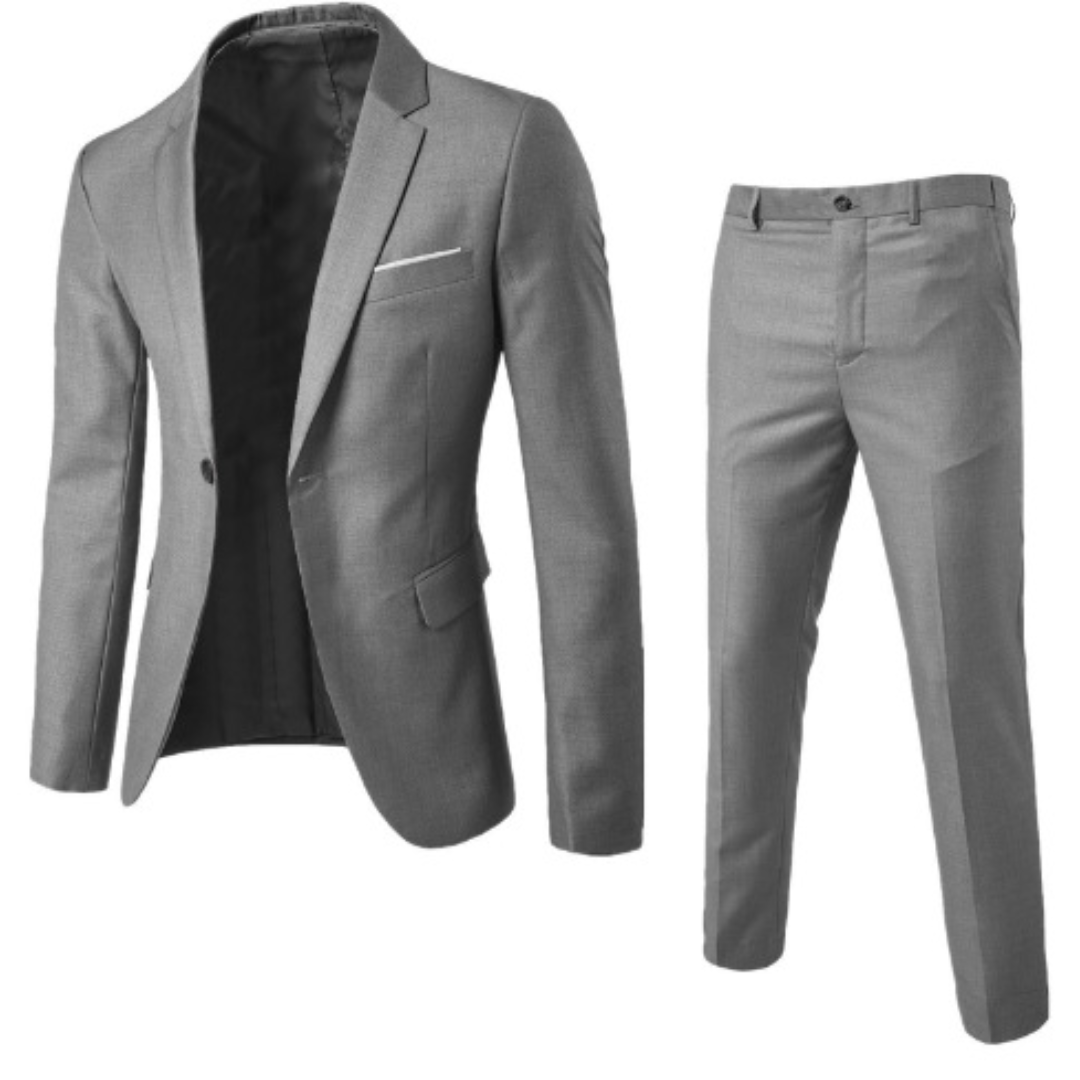 Men's 2 Piece Single-Breasted Suit, Straight Fit Tailored Blazer & Trousers Set for Events 5