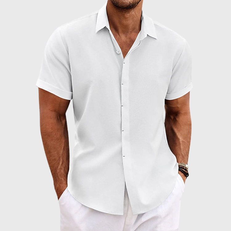 Men's Short Sleeve Cuban Collar Shirt, Open Collar Lightweight Casual Summer Holiday Shirt 7